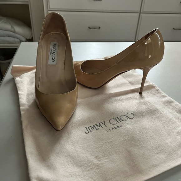 Jimmy Choo Cream Patent Leather Heels - Picture 2 of 6